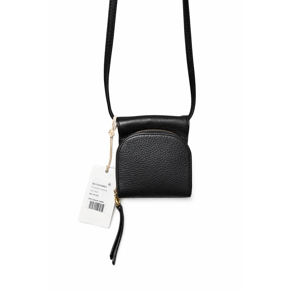 HOBO Fern Wallet Crossbody Black Pebbled Leather NWT Magnetic Zip Organizer - Picture 4 of 9